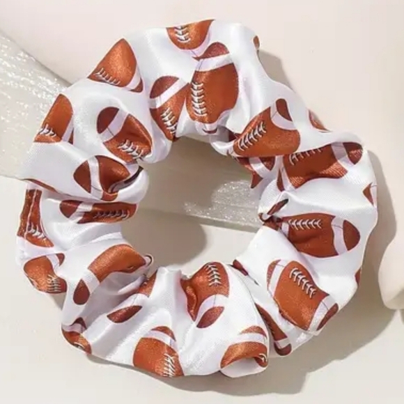 Felt's Fun Finds Accessories - Satin Football Hair 4" Dia Scrunchie Set of 2
